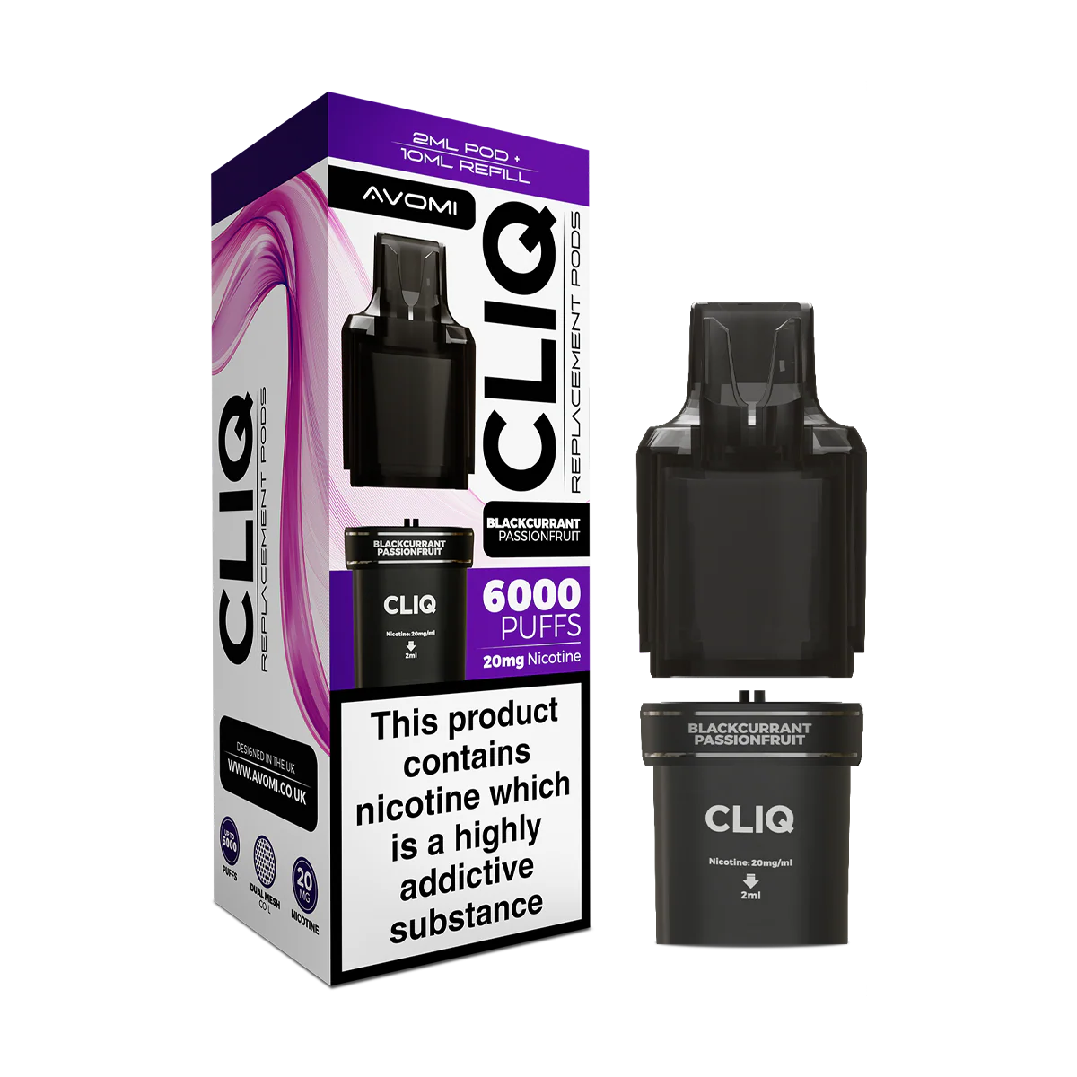 Blackcurrant Passionfruit Avomi Cliq 6000 Refill Pack