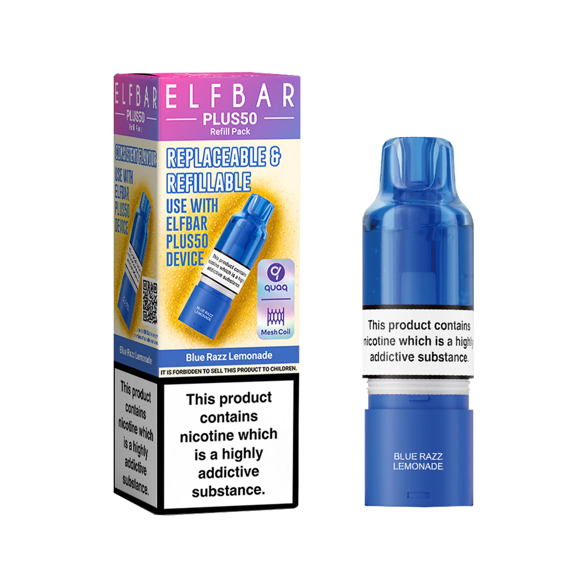 Blue Razz Lemonade ElfBar Plus 50 Refill Pack