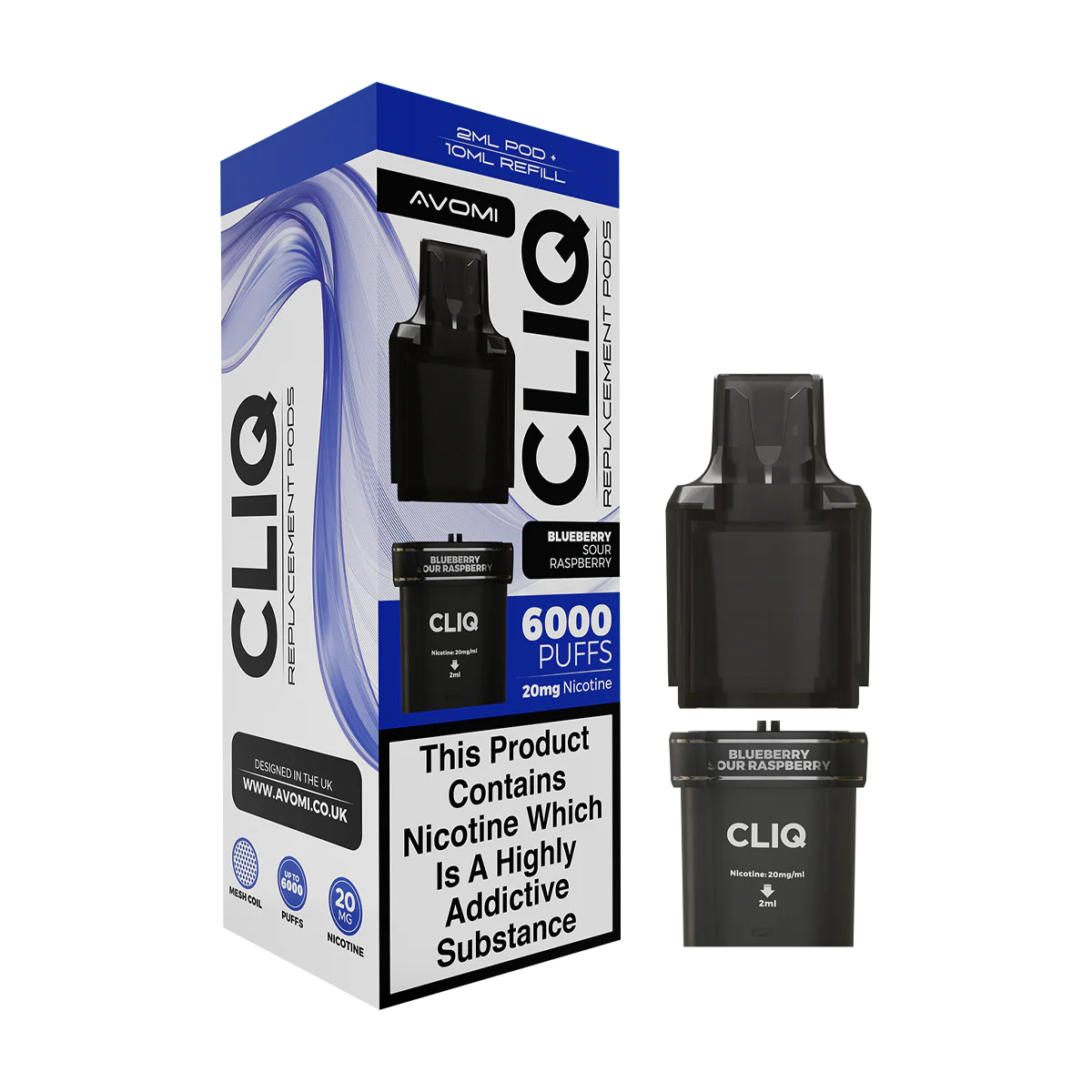 Blueberry Sour Raspberry Avomi Cliq 6000 Refill Pack