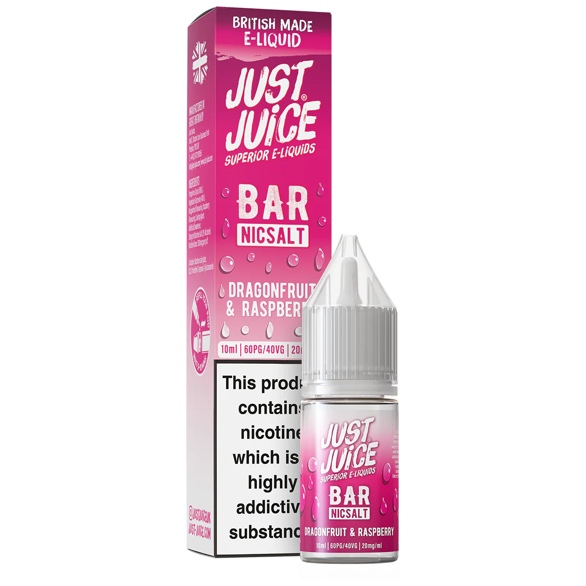 Dragonfruit & Raspberry Bar Nic Salt by Just Juice 10ml