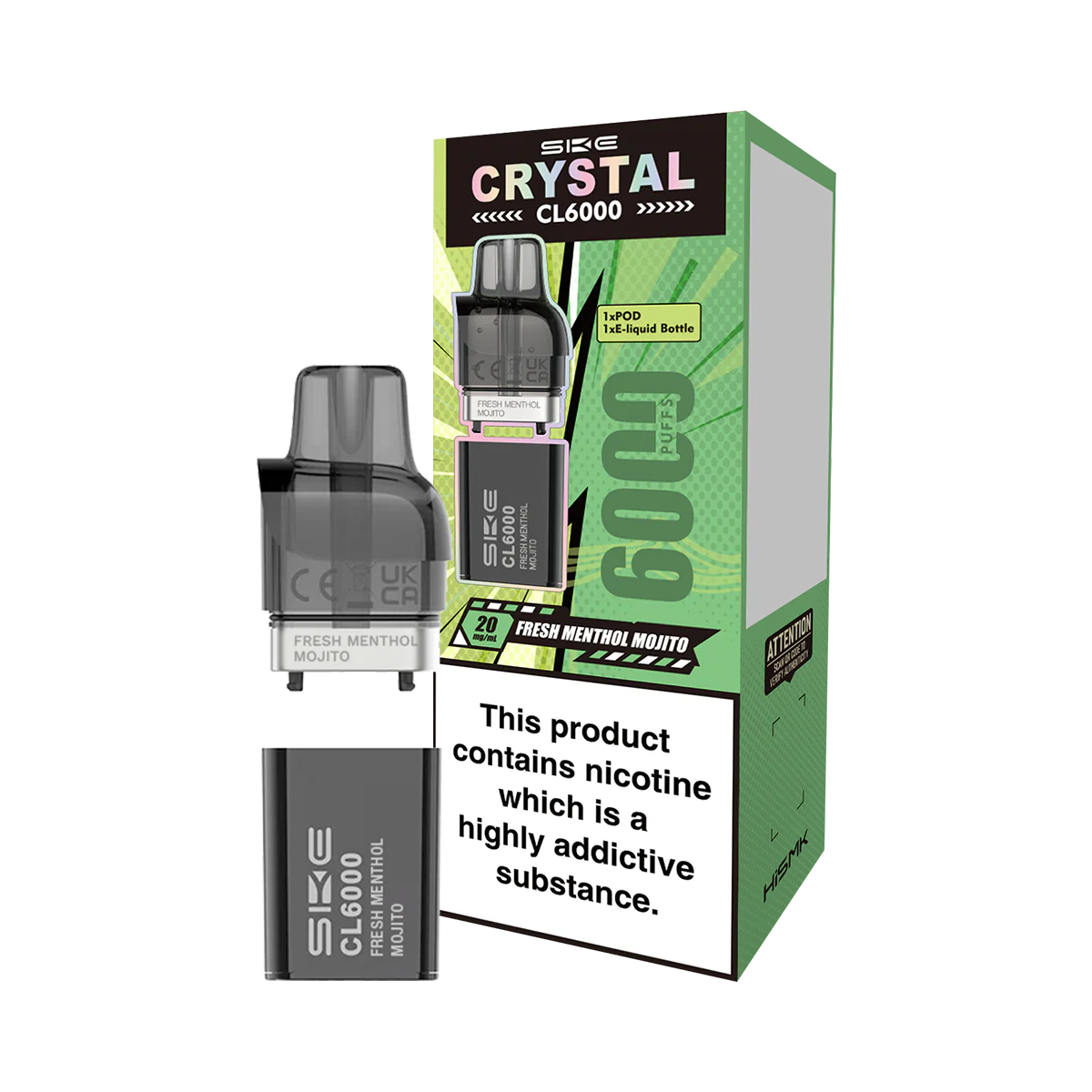 Fresh Menthol Mojito SKE Crystal CL6000 Pods