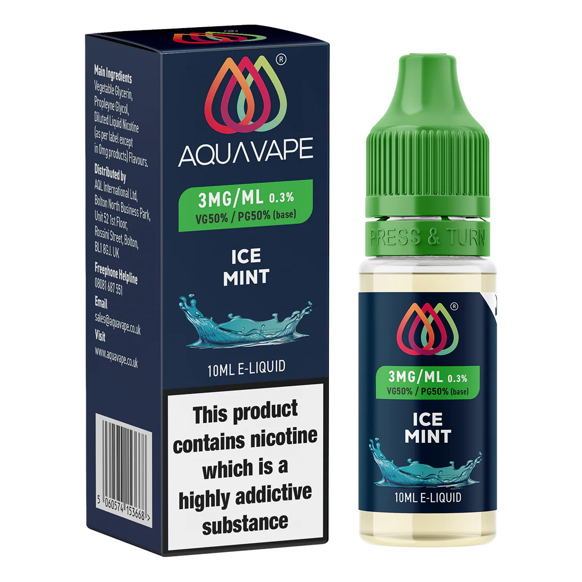 Ice Mint E-Liquid by Aquavape - 10ml - Image 3
