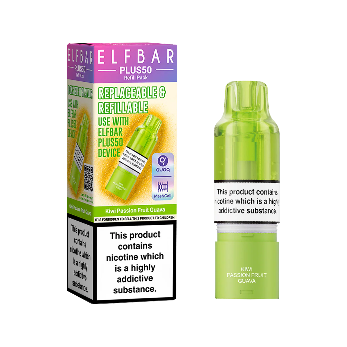 Kiwi Passion Fruit Guava ElfBar Plus 50 Refill Pack