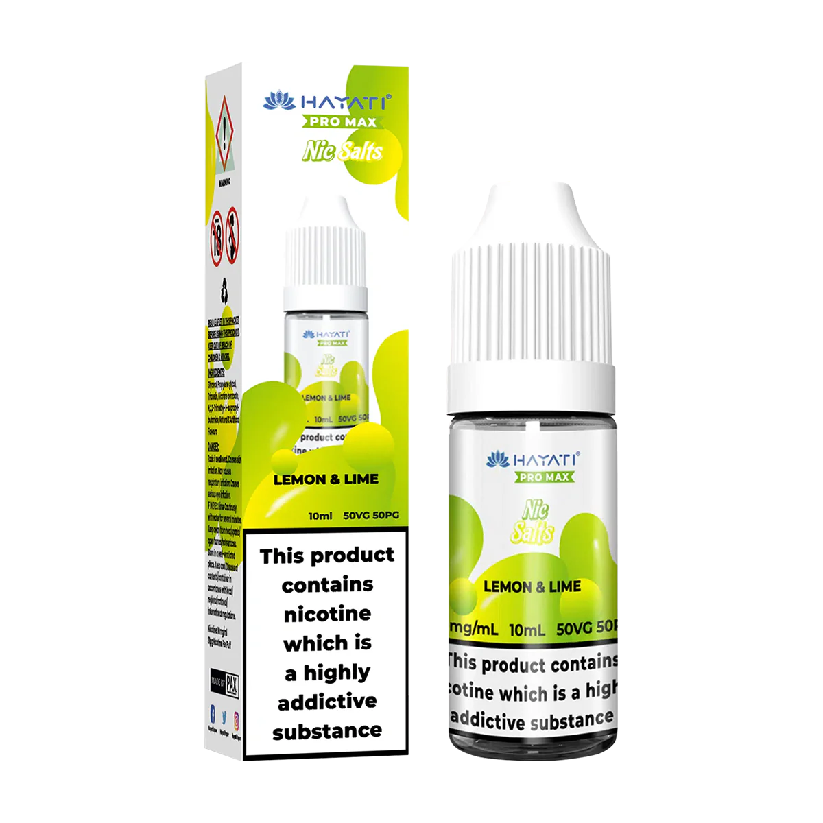 Lemon and Lime Nic Salt by Hayati Pro Max 10ml