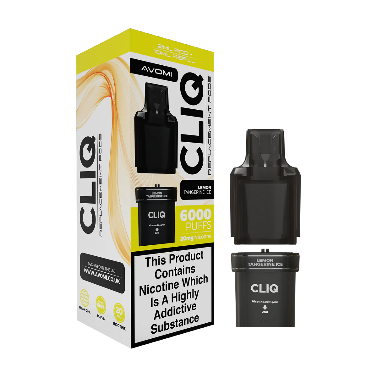 Lemon Tangerine Ice Avomi Cliq 6000 Refill Pack