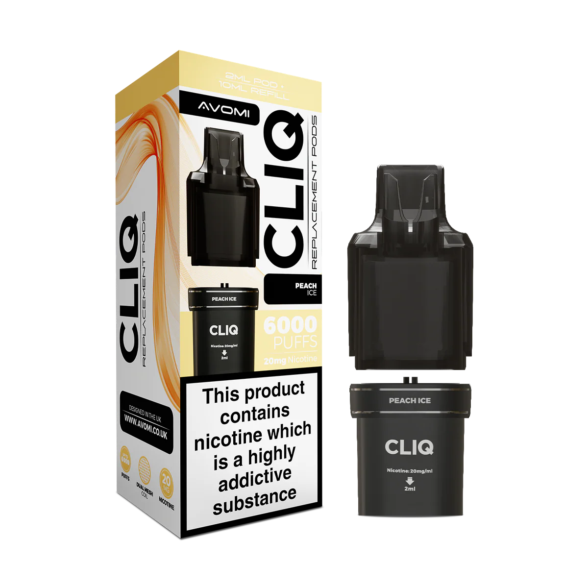 Peach Ice Avomi Cliq 6000 Refill Pack