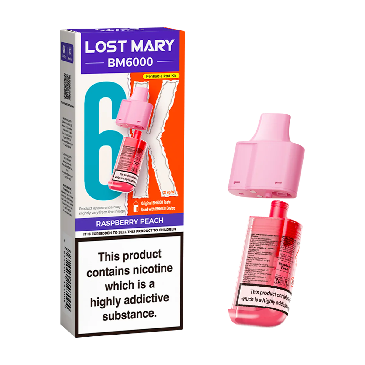 Raspberry Peach Lost Mary BM6000 Refill Pack