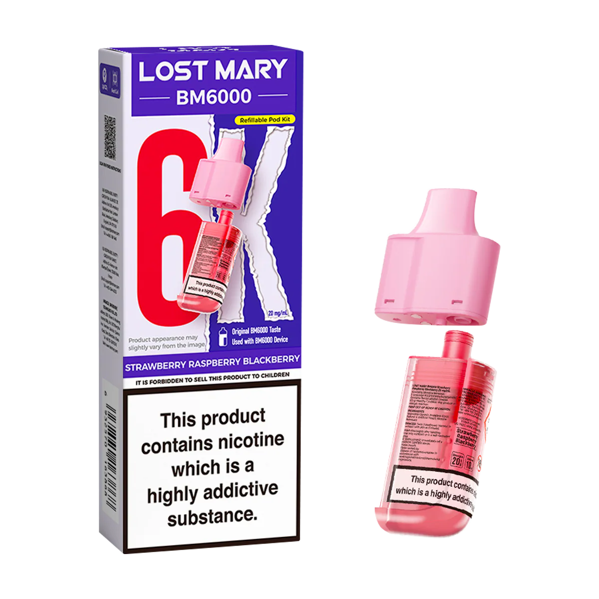 Strawberry Raspberry Blackberry Lost Mary BM6000 Refill Pack