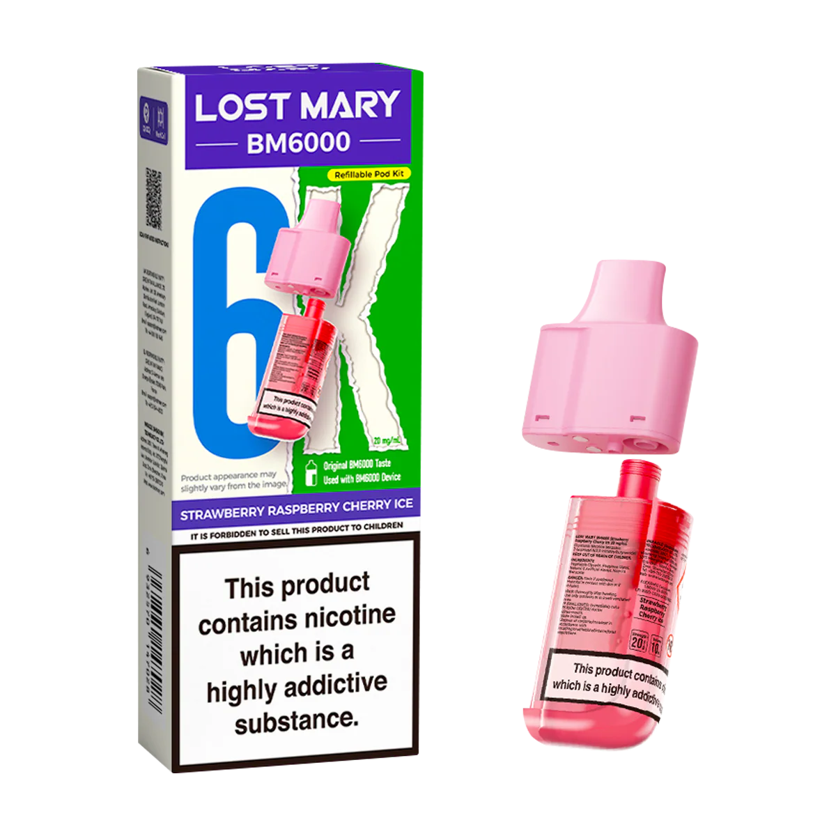 Strawberry Raspberry Cherry Ice Lost Mary BM6000 Refill Pack